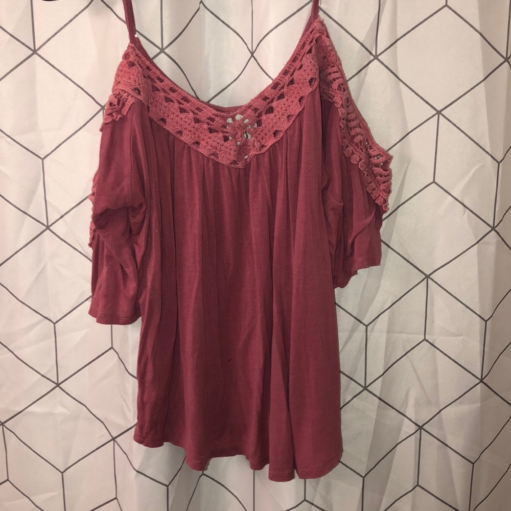 Pink cropped open shoulder